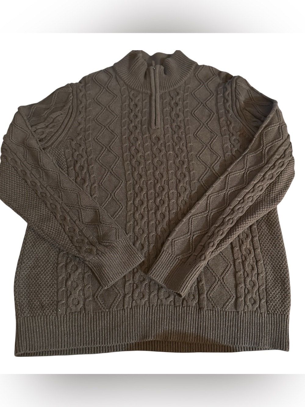 Lands’ End Half Zip Men’s Pull Over Sweater Grey Large